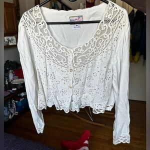 Vintage April Cornell long sleeve blouse top
